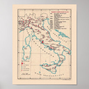Vintage Karte Italiens 8 X 10 Print Poster