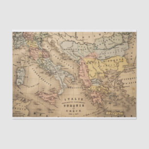 Vintage Karte Italiens, der Türkei und Griechenlan Seidenpapier