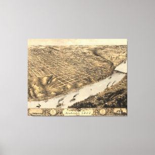 Vintage Karte Kansas City (1869) Leinwanddruck