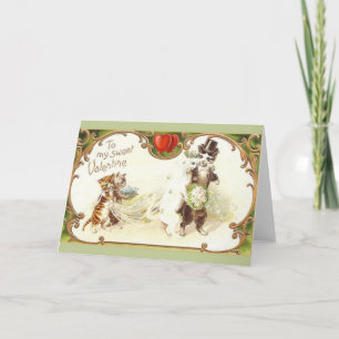 Vintage Karte Katzen-Hochzeitvalentines Tages