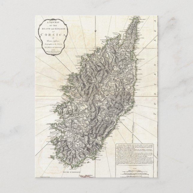 Vintage Karte Korsikas (1794) (Vorderseite)