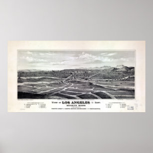 Vintage Karte Los Angeles CA (1877) Poster
