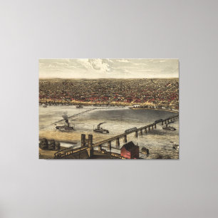 Vintage Karte Louisville (1876) Leinwanddruck