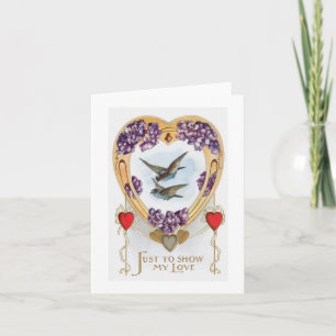 Vintage Karte Lovebirds-Drosselnvalentines Tages