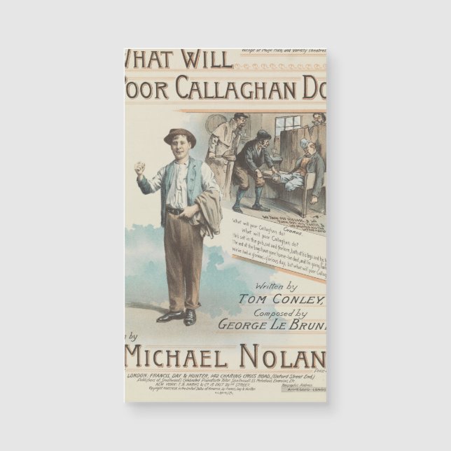 Vintage Karte, Magnesium, Visitenkartengröße Magnetkarte (Vorderseite)