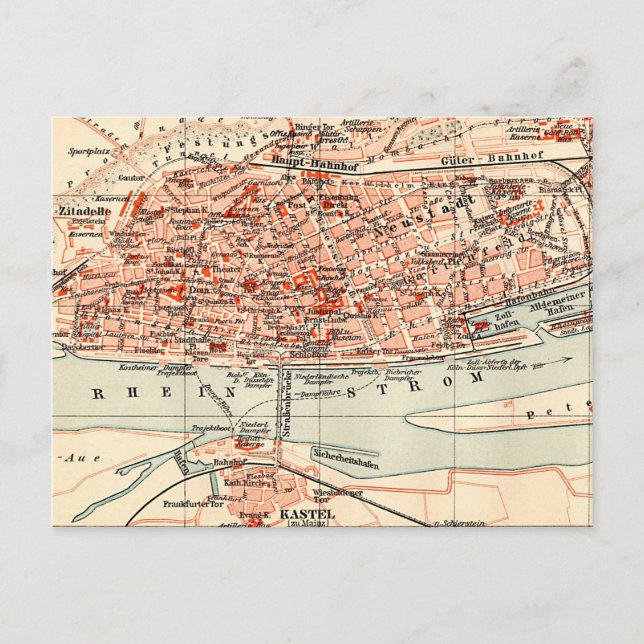 Vintage Karte Mainz Deutschland (1905) (Vorderseite)