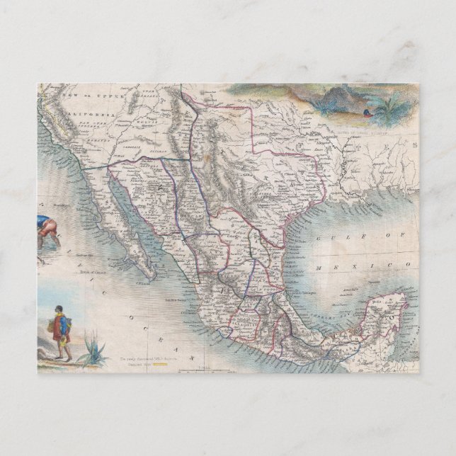 Vintage Karte Mexikos (1851) (Vorderseite)