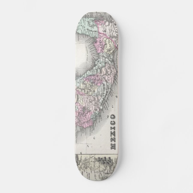 Vintage Karte Mexikos (1855) Skateboard (Vorderseite)