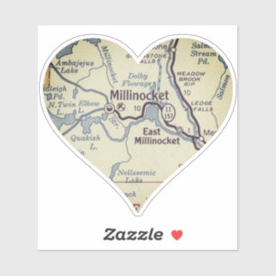 Vintage Karte Millinocket Maine Aufkleber