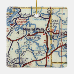 Vintage Karte Mineral Wells Texas Keramikornament
