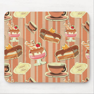 Vintage-Karte mit einem Erdbeerdessert Mousepad