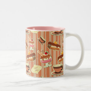 Vintage-Karte mit einem Erdbeerdessert Zweifarbige Tasse