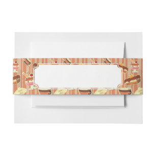 Vintage Karte mit einem Erdbeernachtisch Einladungsbanderole