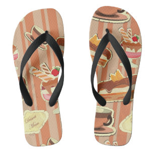 Vintage Karte mit einem Erdbeernachtisch Flip Flops