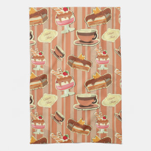 Vintage Karte mit einem Erdbeernachtisch Geschirrtuch