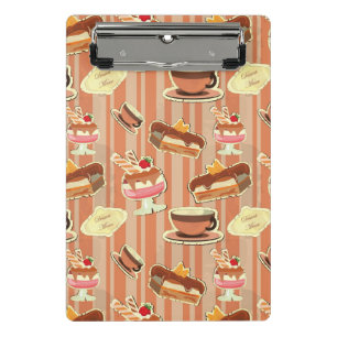 Vintage Karte mit einem Erdbeernachtisch Mini Klemmbrett