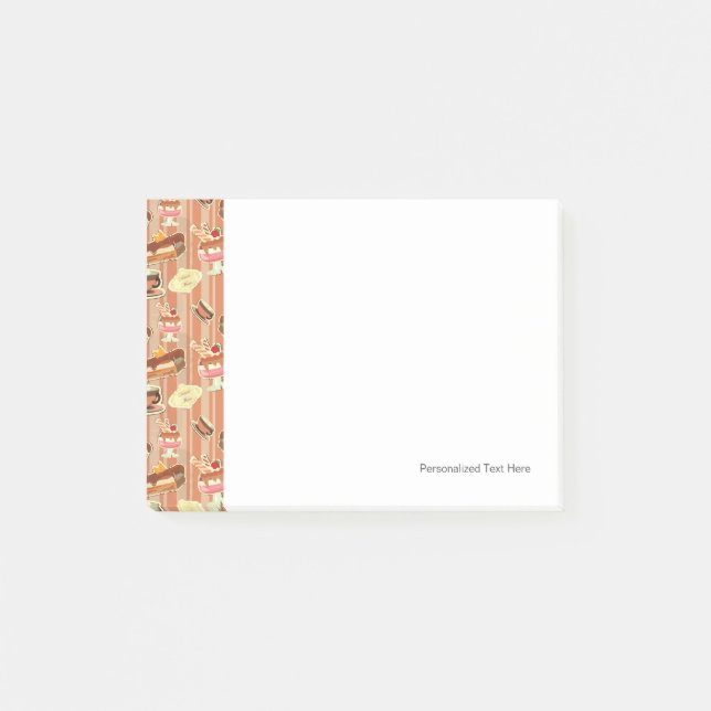 Vintage Karte mit einem Erdbeernachtisch Post-it Klebezettel (Vorderseite)