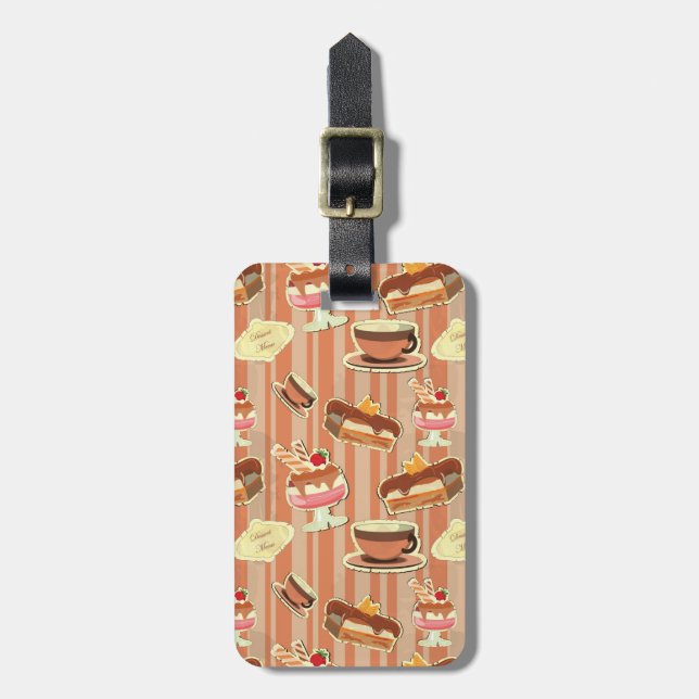 Vintage Karte mit Erdbeerdessert Gepäckanhänger (Vorderseite vertikal)