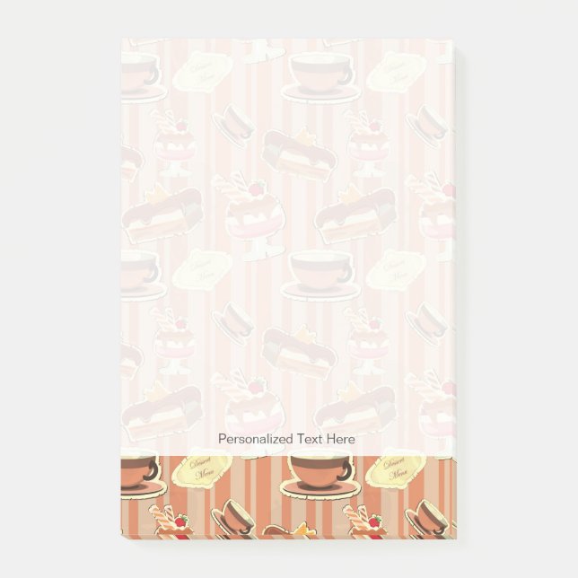 Vintage Karte mit Erdbeerdessert Post-it Klebezettel (Vorderseite)