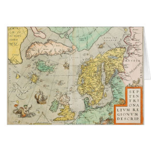 Vintage Karte mit Segelschiffen,