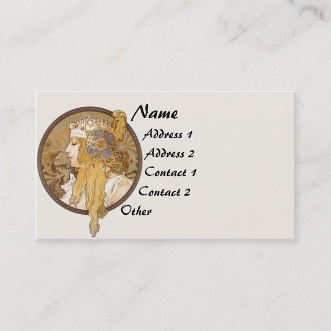 Vintage Karte Mucha Damen-Geschäft (Vorderseite)