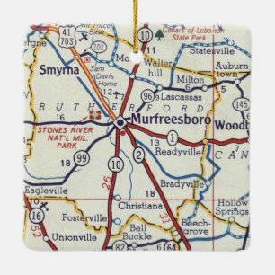 Vintage Karte Murfreesboro Keramikornament