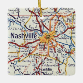 Vintage Karte Nashville TN Keramikornament