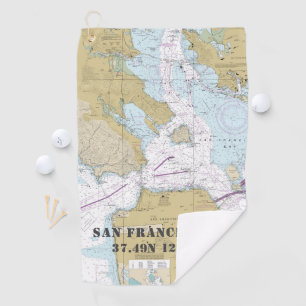 Vintage Karte Nautical San Francisco CA Golfhandtuch