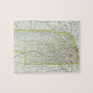 Vintage Karte Nebraska (1889) Puzzle