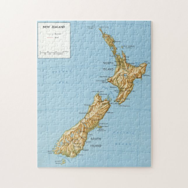 Vintage Karte Neuseelands (1971) Puzzle (Vertikal)