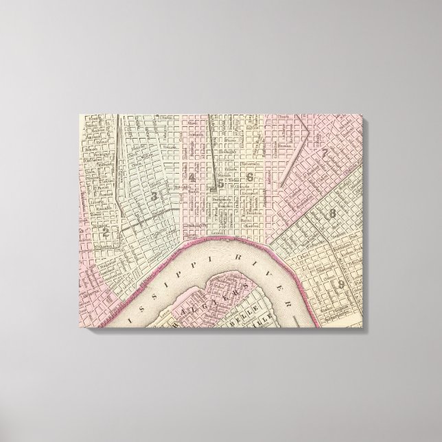 Vintage Karte New Orleans (1880) Leinwanddruck (Vorderseite)