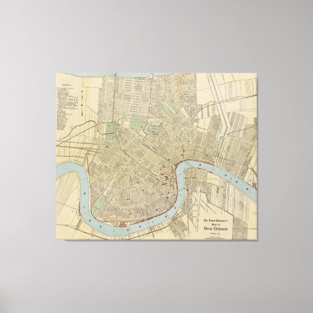 Vintage Karte New Orleans (1919) Leinwanddruck (Vorderseite)