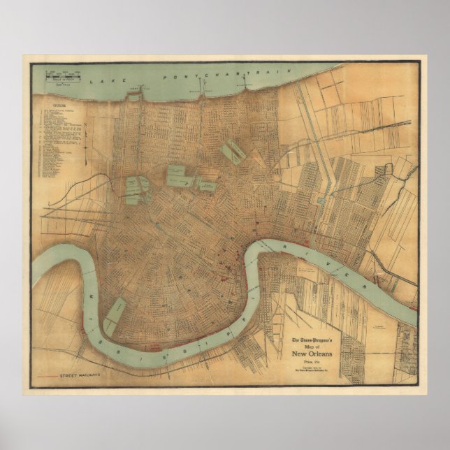 Vintage Karte New Orleans (1919) Poster (Vorne)