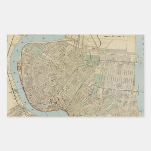 Vintage Karte New Orleans (1919) Rechteckiger Aufkleber