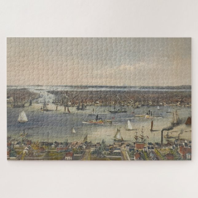 Vintage Karte New Yorks (1848) Puzzle (Horizontal)