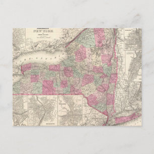Vintage Karte New Yorks (1864)
