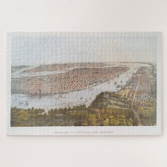 Vintage Karte New Yorks (1866) Puzzle (Horizontal)