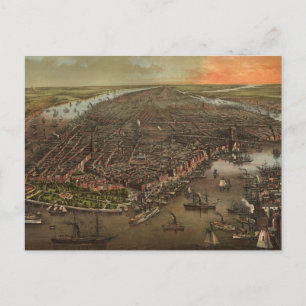 Vintage Karte New Yorks (1873)