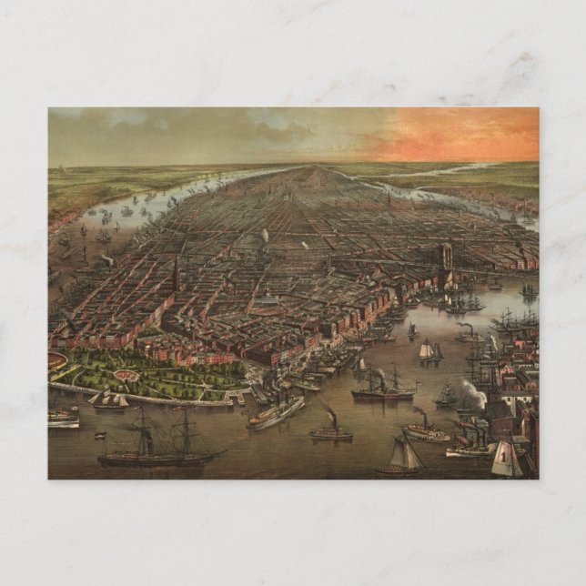 Vintage Karte New Yorks (1873) (Vorderseite)