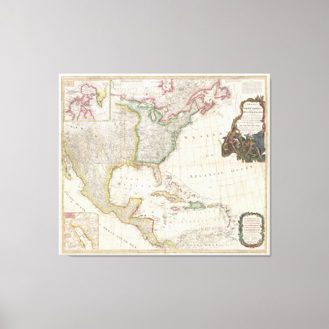 Vintage Karte Nordamerikas (1794) Leinwanddruck (Vorderseite)