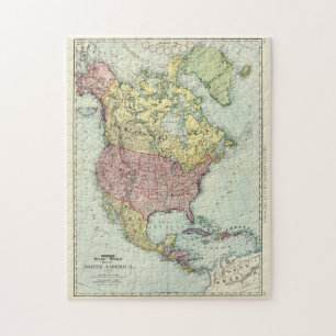 Vintage Karte Nordamerikas (1897) Puzzle