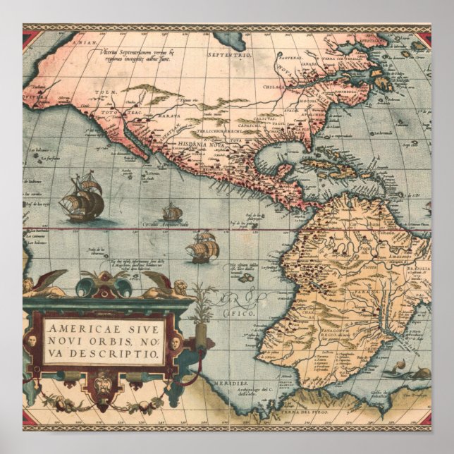 Vintage Karte Nordamerikas Poster (Vorne)