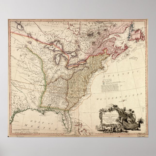 Vintage Karte Nordamerikas Poster (Vorne)