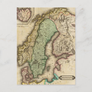 Vintage Karte Norwegens und Schwedens (1831)