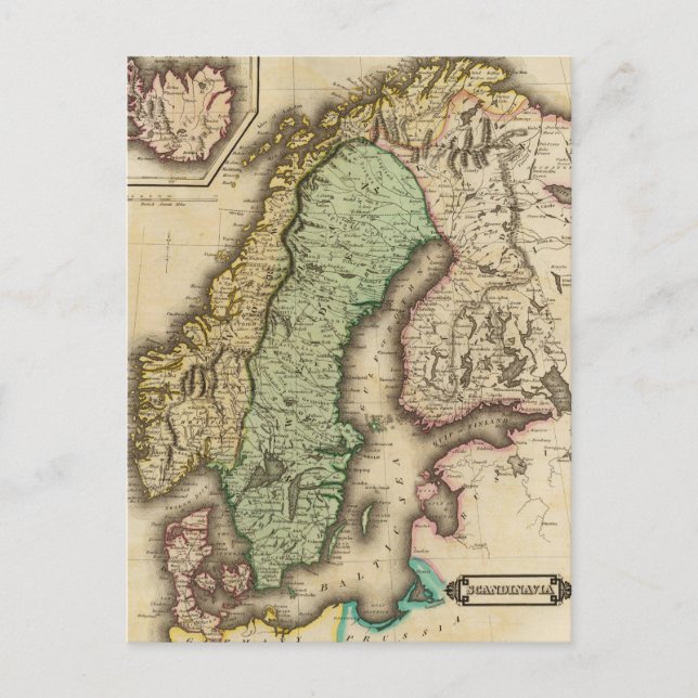 Vintage Karte Norwegens und Schwedens (1831) (Vorderseite)