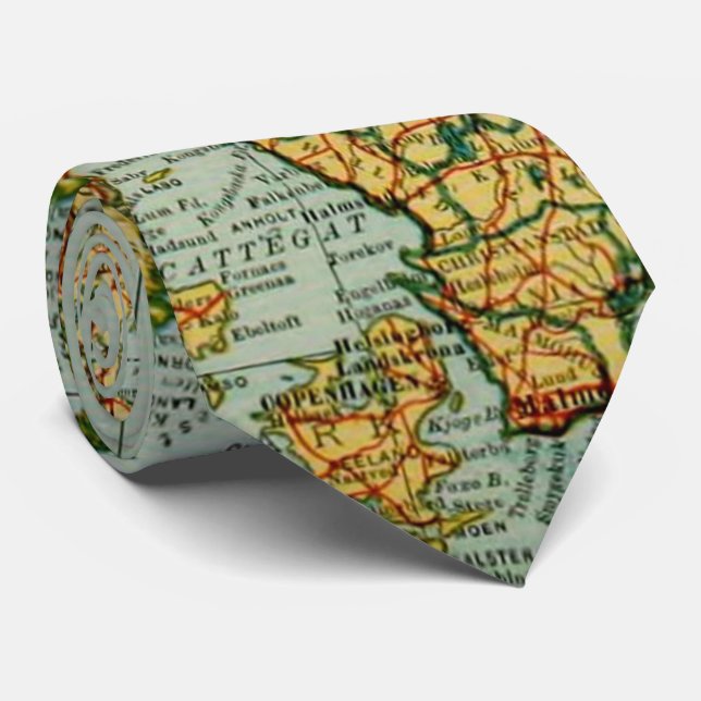 Vintage Karte Norwegens und Schwedens (1921) Krawatte (Gerollt)