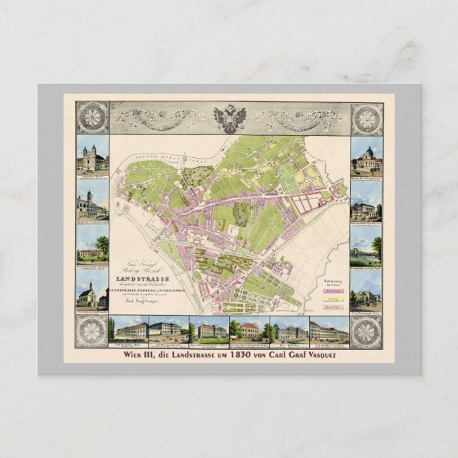 Vintage Karte Österreich Wien | Landstrasse1830 (Vorderseite)