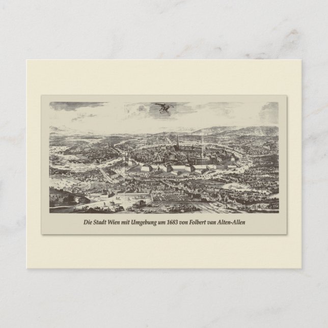 Vintage Karte Österreich | Wien Umgebung 1683 (Vorderseite)