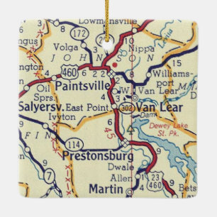 Vintage Karte Paintsville KY Keramikornament