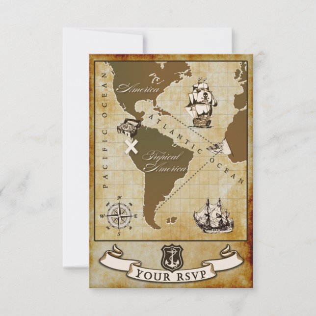 Vintage Karte Pirate Birthday Party RSVP Cards (Vorderseite)